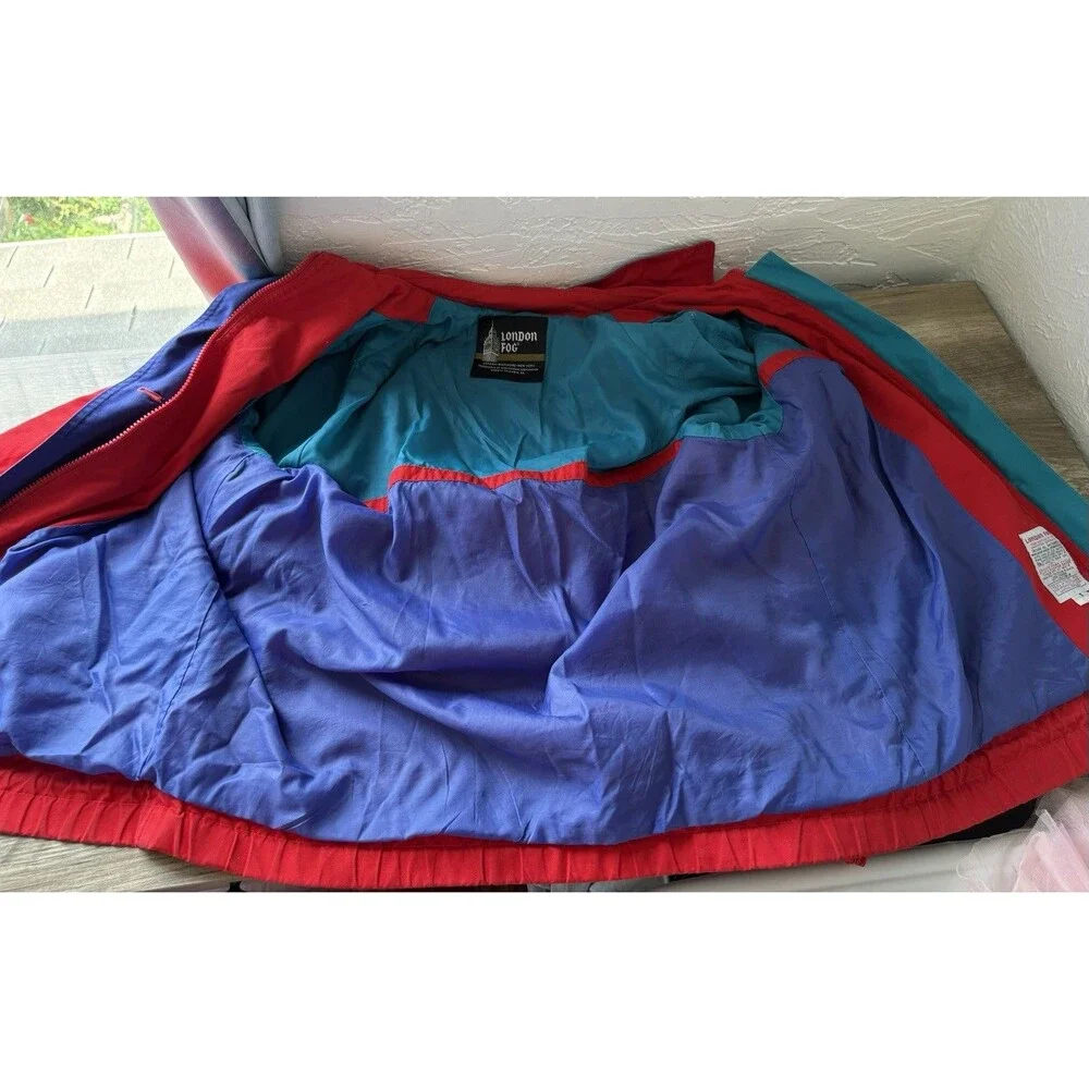 London Fog Men’s Vintage Red And Blue Windbreaker Jacket Size Small